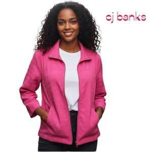 CJ Banks Puckered Pink Long Zippered Jacket Size L
